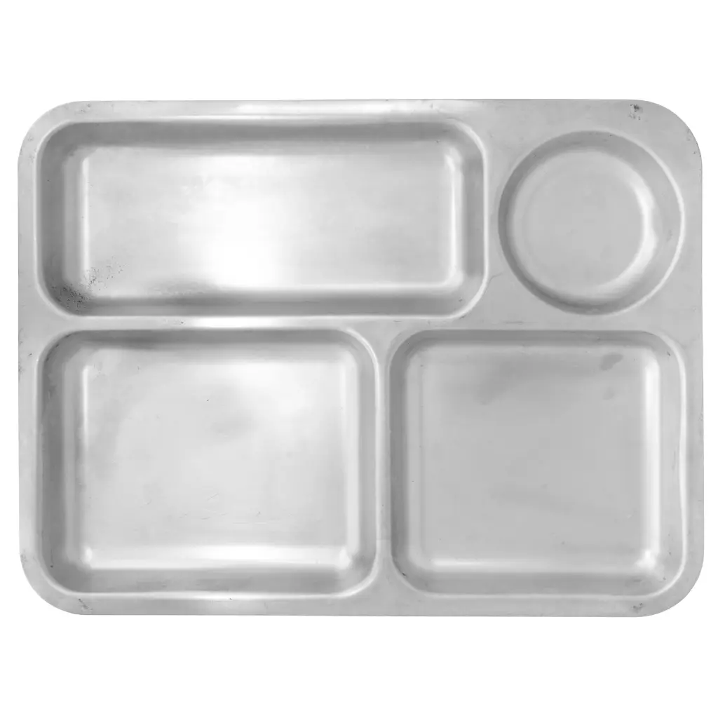 Italian Air Force Stainless Steel 4-Compartment Cafeteria Mess Tray_Used.webp
