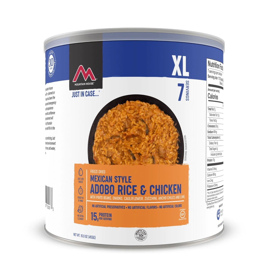 Mexican Adobo Rice With Chicken | Mountain House Freeze Dried Food Can XL