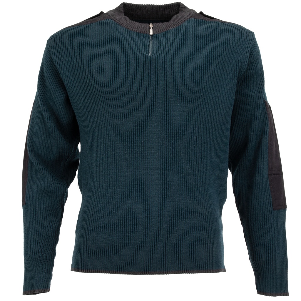 Dutch Commando Emerald Blue 1/4 Zip Wool Sweater | Issued