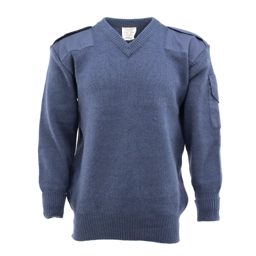 British Army V-Neck Commando Sweater | Wool, Blue