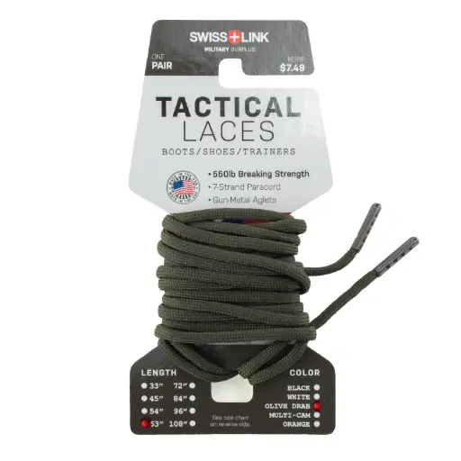 [BL1004-OD-33] Tactical Boot Laces | 550 Paracord (Olive Drab, 33")