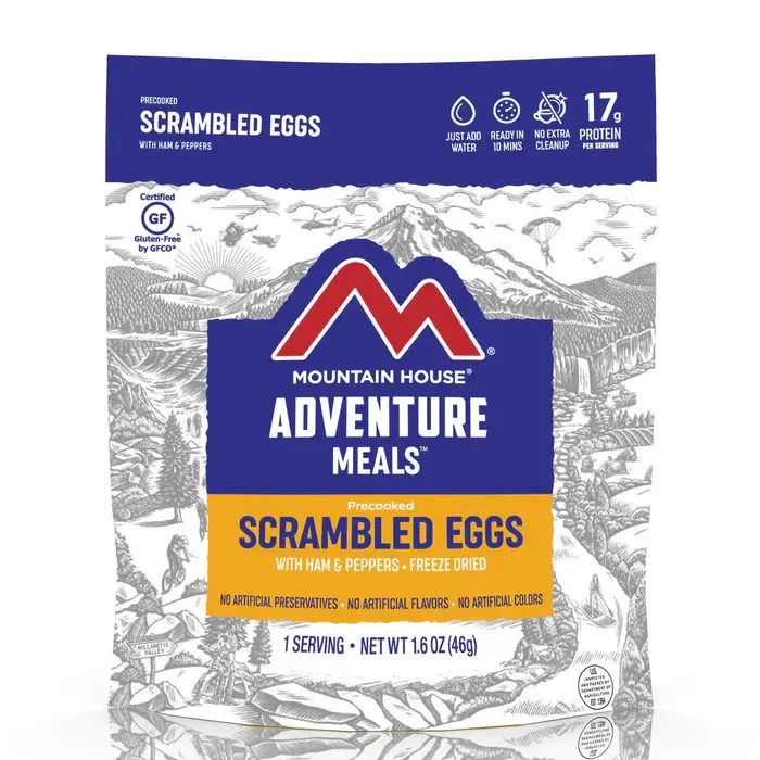 Scrambled Eggs with Ham & Peppers | Mountain House Freeze Dried Food Pouch