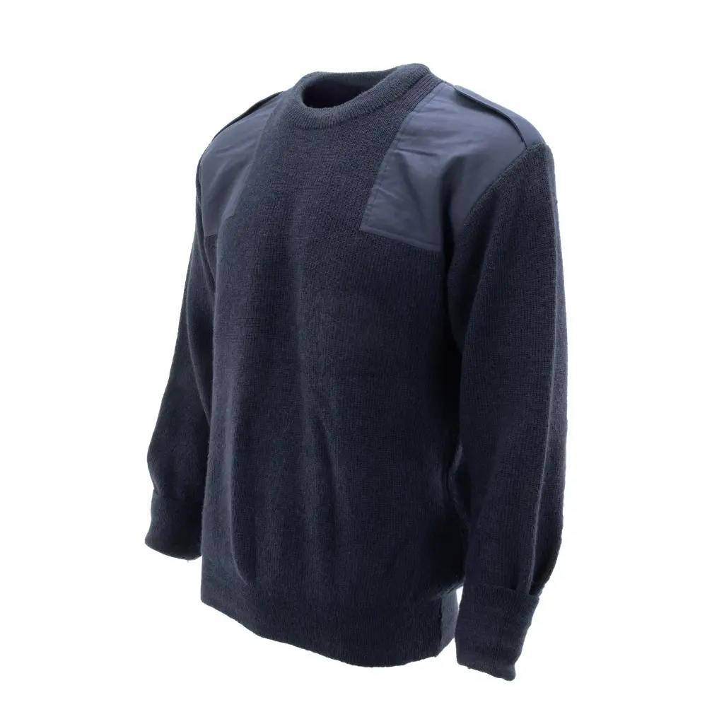 German Armed Forces (Bundeswehr) Wool Commando Sweater | Navy Blue, No Flag | Issued