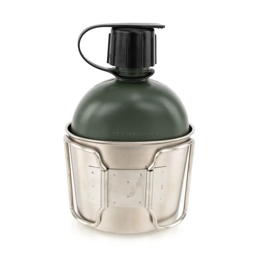 Dutch Army OD Canteen w/ Cup | Issued 