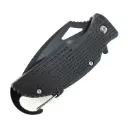 Spring Assisted Carabiner Knife with Fire Starter - Black | 3.5" Blade