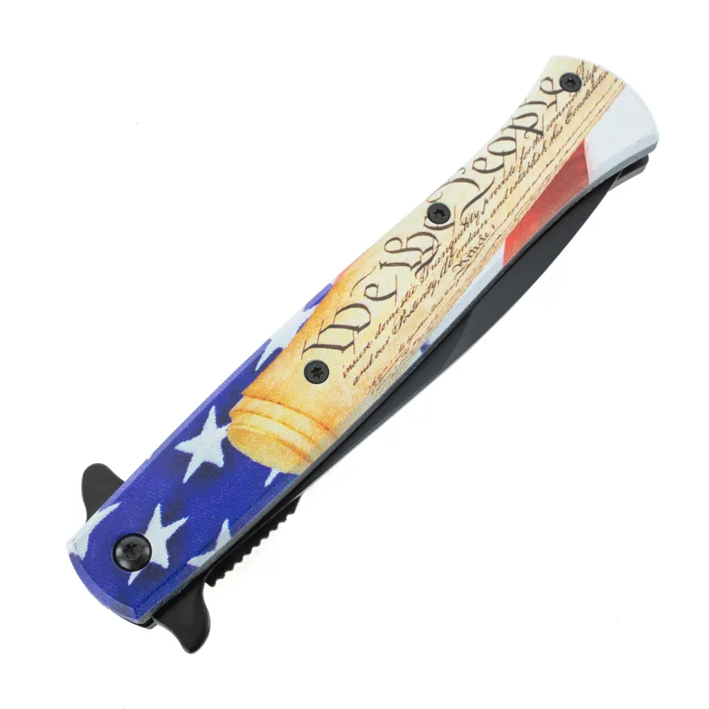 Large USA Flag Spring Assisted Knife  - Declaration Edition | 4.75"