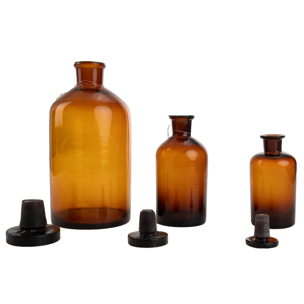 Czech Round Glass Bottles 3pc Set | Unissued