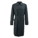Dutch Black Trench Coat w/ Liner & Hidden Button Placket | Size Large | Issued