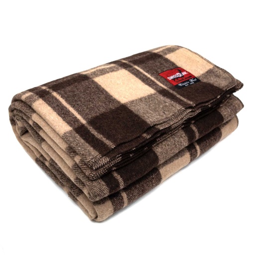 [4108] Classic Wool Plaid Blanket | Cabin Brown