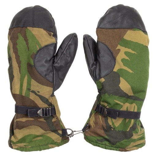 [4473] Dutch Military Woodland Mittens w/ Leather Palms | Issued