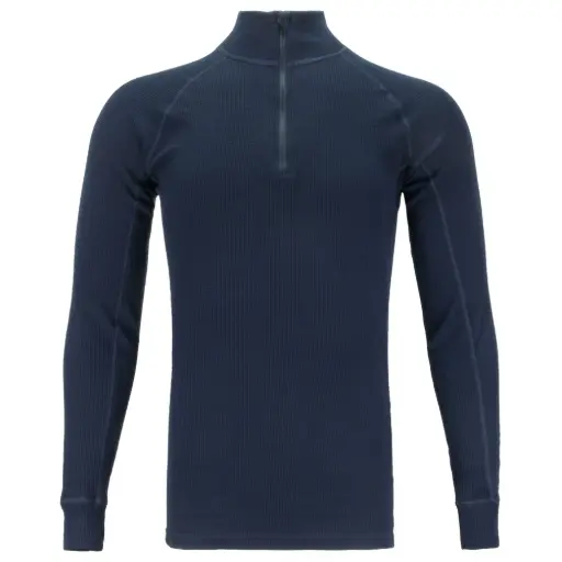 [4611] Dutch Army Navy Blue Long Sleeve Henley Shirt | Issued