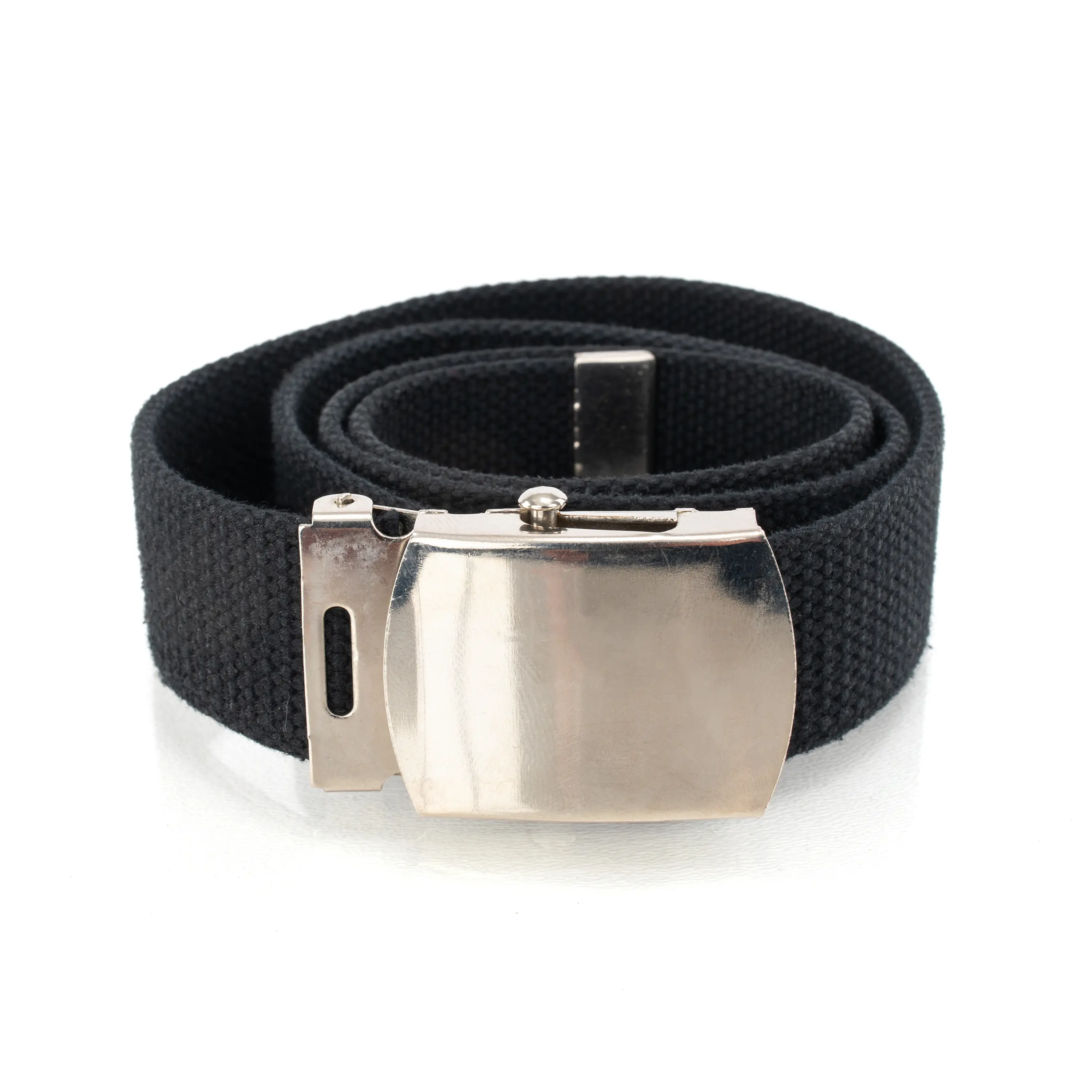 Express black canvas webbed belt with a silver-tone buckle, women’s size Medium Canvas Military Web Belt & Plain Silver,black,flip Buckle 48  main image 3
