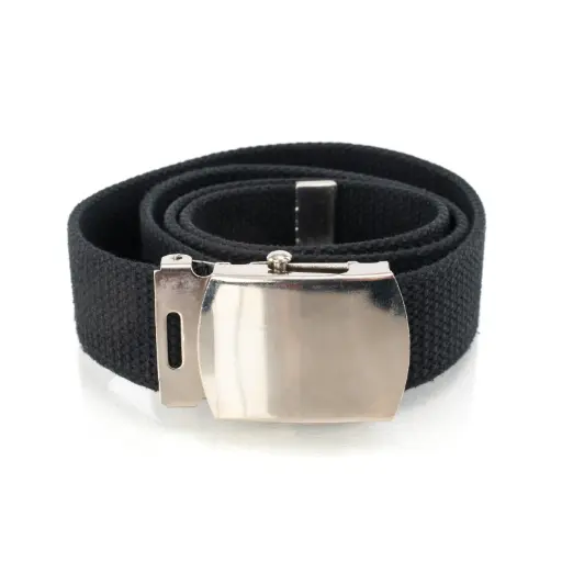 [4636B] Dutch Army Black Canvas Web Belt | Issued