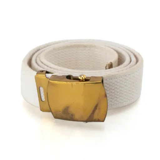[4636W] Dutch Army White Canvas Web Belt | Issued