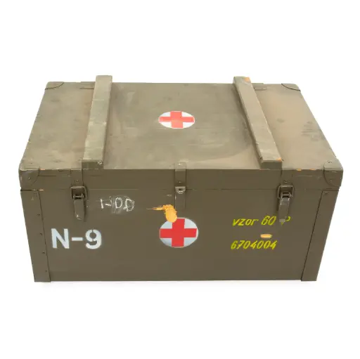 [4696] Czech Army Wooden Medical Box | 31" x 20" x 17" | Issued