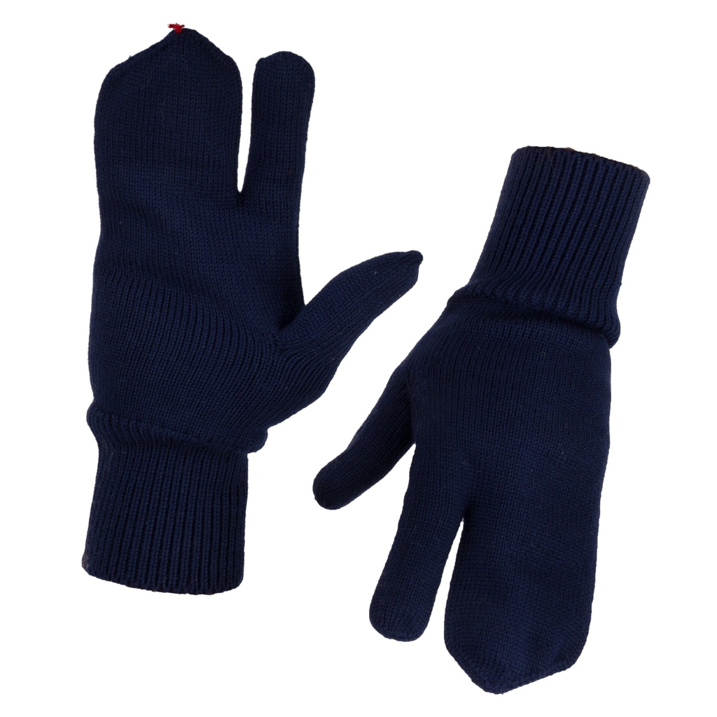 Navy blue Italian Air Force wool mittens with separate trigger fingers