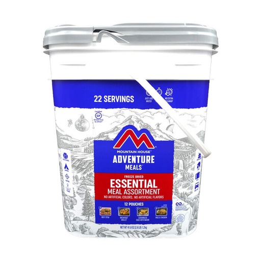 [81663] Emergency Essential Assortment Bucket | Mountain House Freeze Dried Food