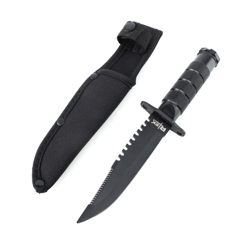 [HK 256-85BK] 8.5" Black Survival Knife w/ Compass & Kit | RTEK