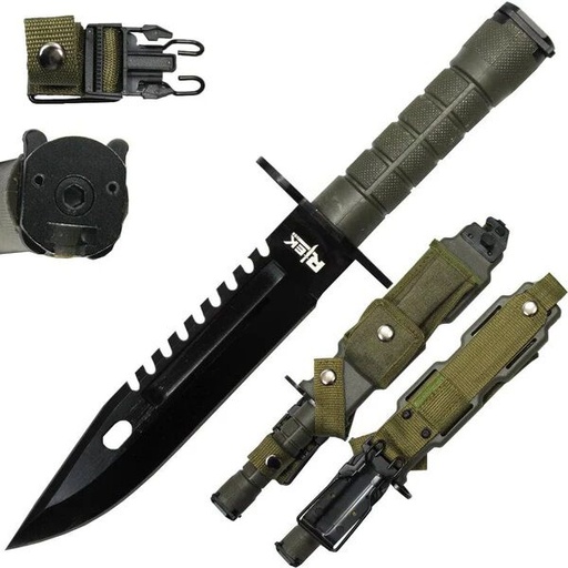 [SUR 10189-CA] 13" Tactical Bayonet Knife w/ Reinforced Plastic Sheath | RTEK  