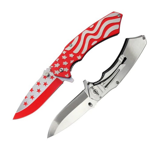 [T 277289-RD] 4.75′′ Titanium-Coated USA Flag Spring-Assist Folding Knife