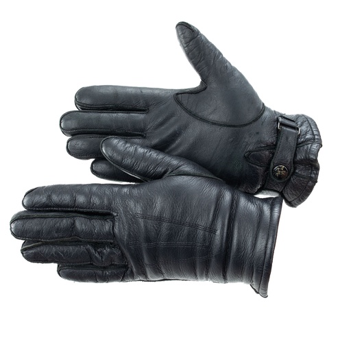 [4825] Dutch Black Leather Gloves w/ Strap | Assorted | Issued