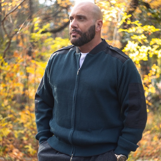 [4755] Dutch Commando Emerald Blue Wool Sweater w/ Front Zipper | Issued