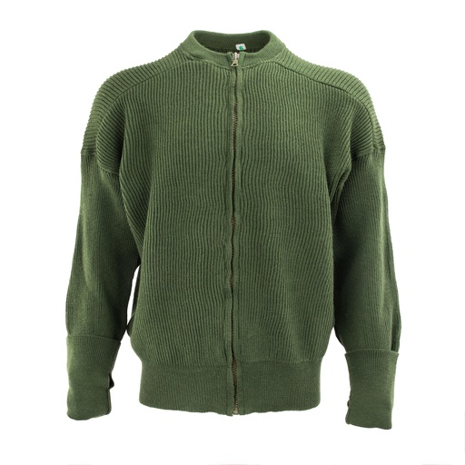 Swedish Army OD wool commando sweater with front zip
