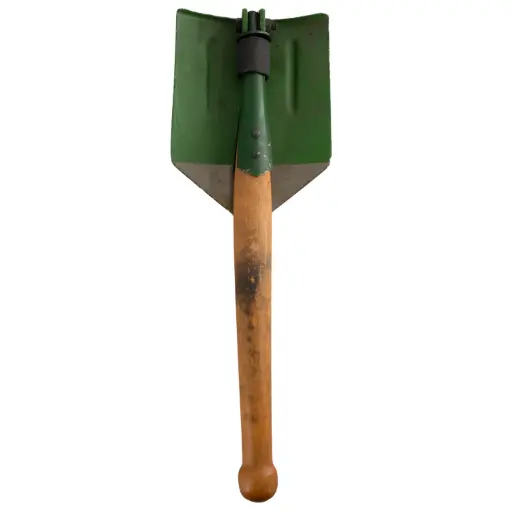 [62920] Romanian Folding Shovel w/ Wooden Handle | Issued