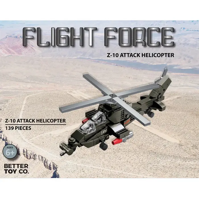Flight Force Z-10 building kit box showing the grey attack helicopter