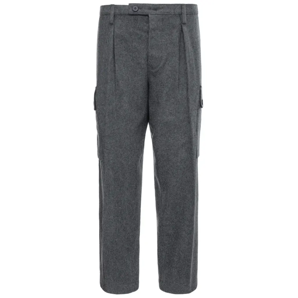 Classic Wool cargo pants in grey with flat cargo pockets