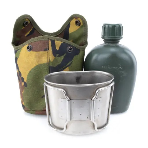 [67207] Dutch Canteen w/ Cup & Woodland DPM MOLLE Pouch | Issued