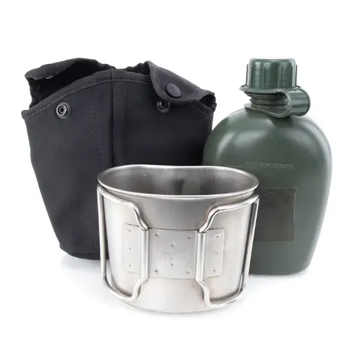 [67208] Dutch Canteen w/ Cup & Black MOLLE Pouch | Issued 