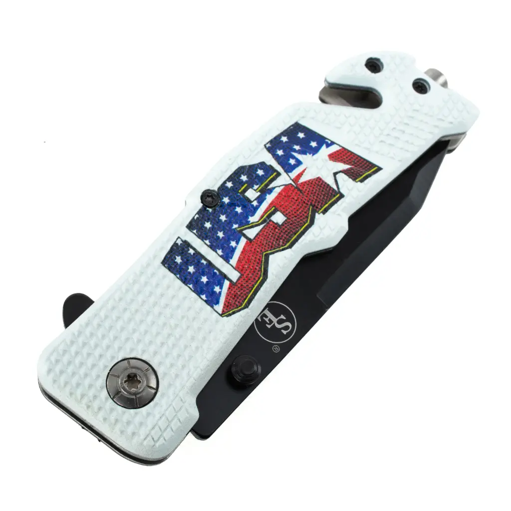 [KC1114US] Spring Assisted "USA" Folding Knife with Pocket Clip | 3.5" Blade