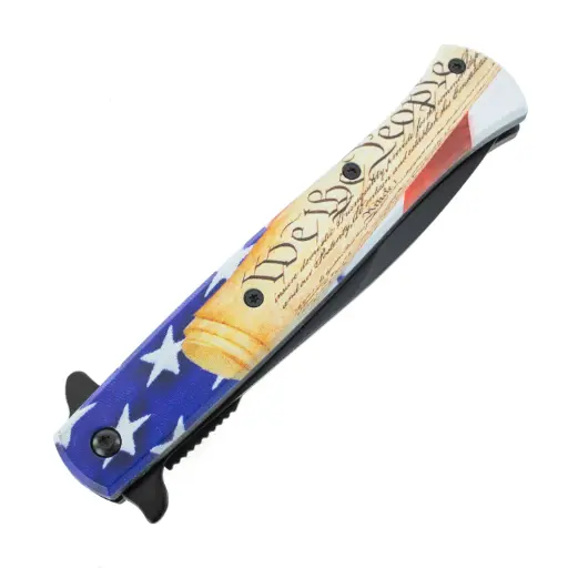 [KFD13881-3] Large USA Flag Spring Assisted Knife  - Declaration Edition | 4.75"