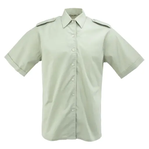 [8064-NPSS] Dutch Army Sage Green BDU Women's Short Sleeve Shirt No Pockets | Issued